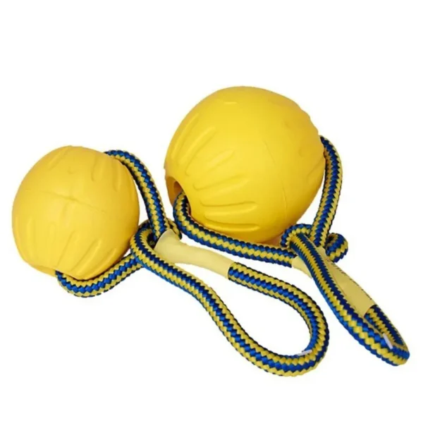 1pc Teeth Indestructible Bite Rubber Puppy Funny Training Ball Chew Toys Play Fetch Solid with Carrier Rope Pet Dog Toy 4