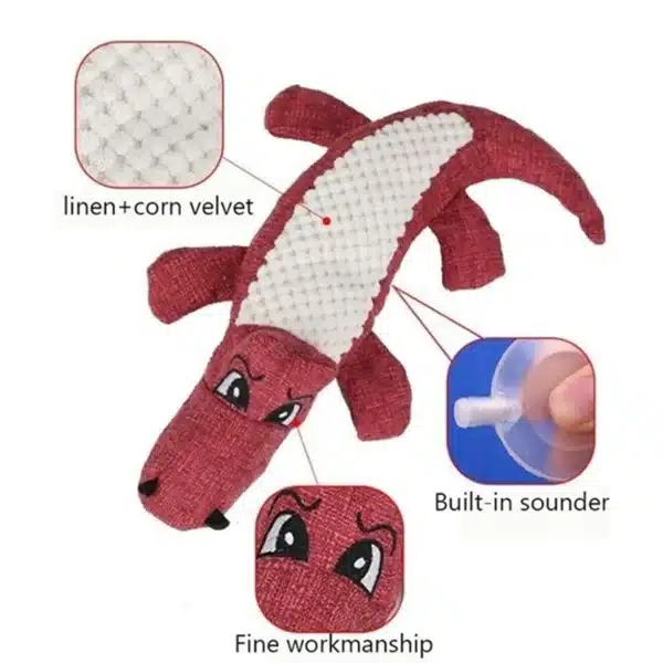 Pet Chew Toys Interactive Cartoon Animal Plush Alligator Shape Dog Sound Toy Gnawing Grinding Teeth Training Supplies 4