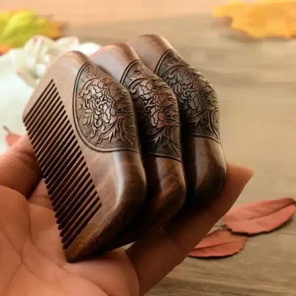 Pocket Wooden Comb Natural Black Gold Sandalwood Super Narrow Tooth Wood Combs No Static Lice Beard Comb Hair Styling 1