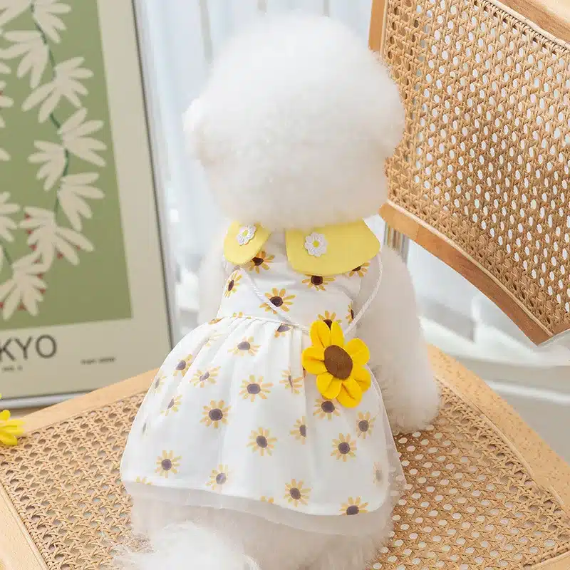 Luxury Dog Clothes Dog Sunflower Dress Summer Dog Costumes Pet Bow Lace Dog Skirt Chihuahua Bichon Kitten Apparel Puppy Clothing 1