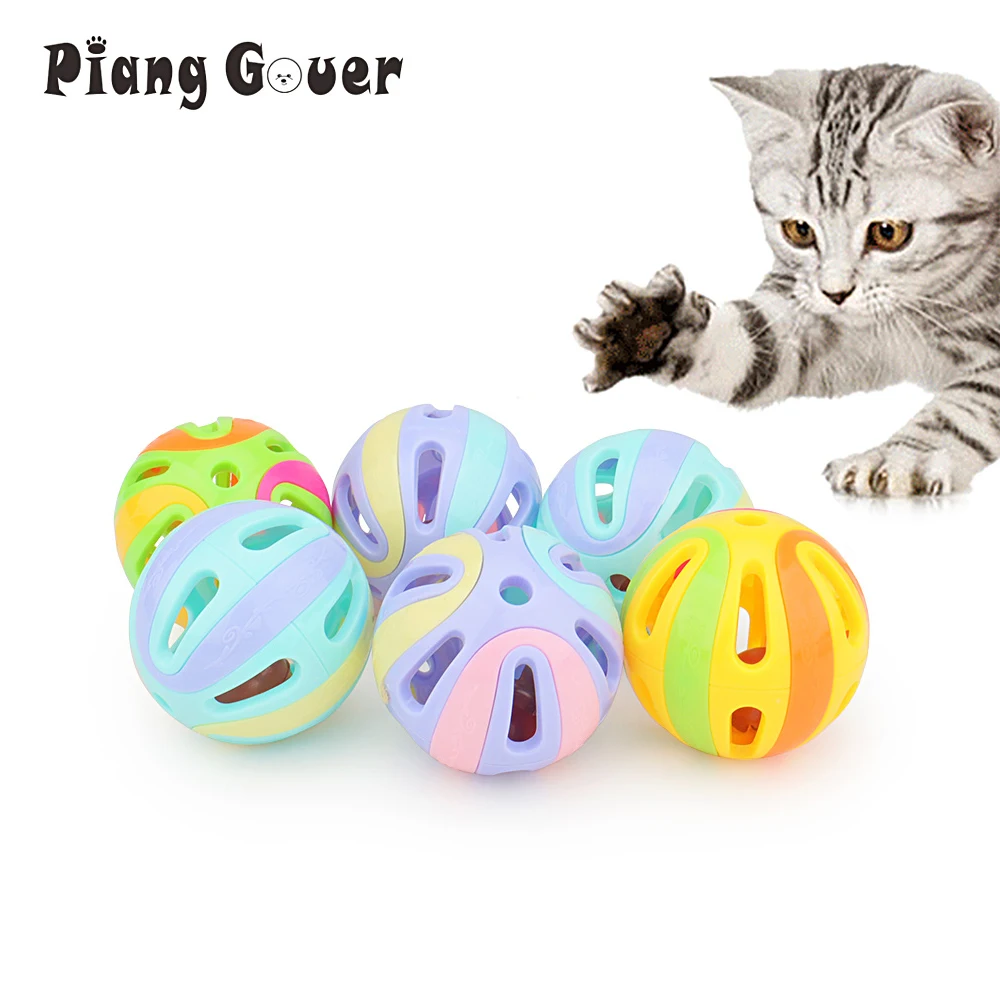 6pcs Random Bell Plastic Ball Cat Toy Colorful Splicing 4.8cm Pet Toy Accessory 1