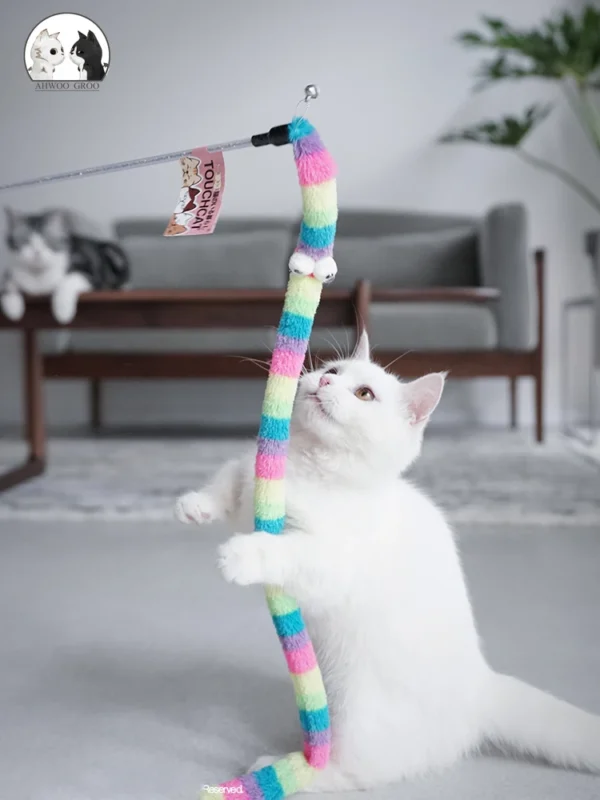 Cat Toy Feather Cat Teaser Wand Cat Interactive Toy Funny Caterpillar Colorful Rod Teaser Wand Pet Cat Supplies Cat Accessory 1