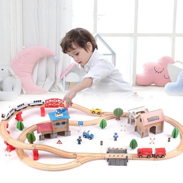 88 Pieces Of Bullet Train Children's Wooden Track Building Blocks Puzzle Match - Image 6