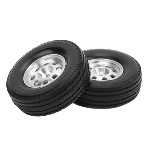 2PCS CNC Metal Wheel Rims Hubs and Rubber Tires Kit for Tamiya Tractor Truck 1/14 RC Car - Image 4