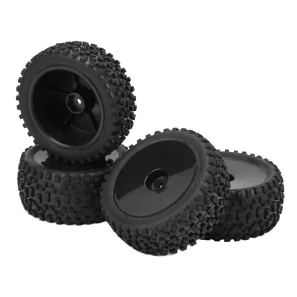 4pcs RC Front Rear Tires and Wheels with 12mm Hex for 1/10 RC Off Road Car Upgrade PartsBlack - Image 3