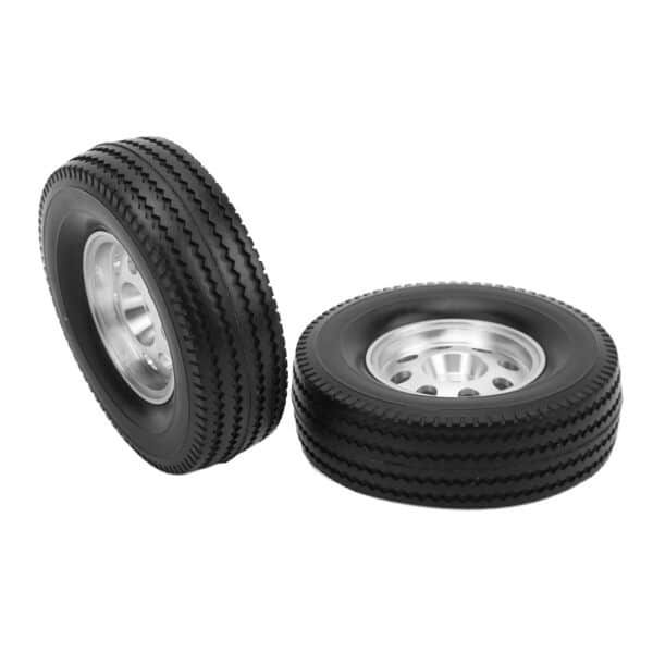 2PCS CNC Metal Wheel Rims Hubs and Rubber Tires Kit for Tamiya Tractor Truck 1/14 RC Car - Image 8