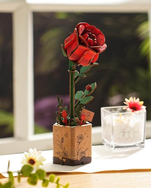 ROBOTIME 3D Puzzle Flowers Wooden Model Kits For Adults To Build, Artificial Flowers For Decoration, Home Decor Accessories Living Room, Gifts For Women On Valentine's Day, TW042 - Image 5