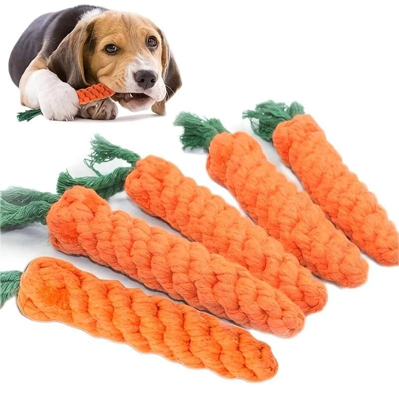 1pc Pet Knot Toy for Dog and Cat Carrot Shape Dog Chew Toys Cotton Rope Toys for Indoor Dogs Cat Toys Dog Accessories 1