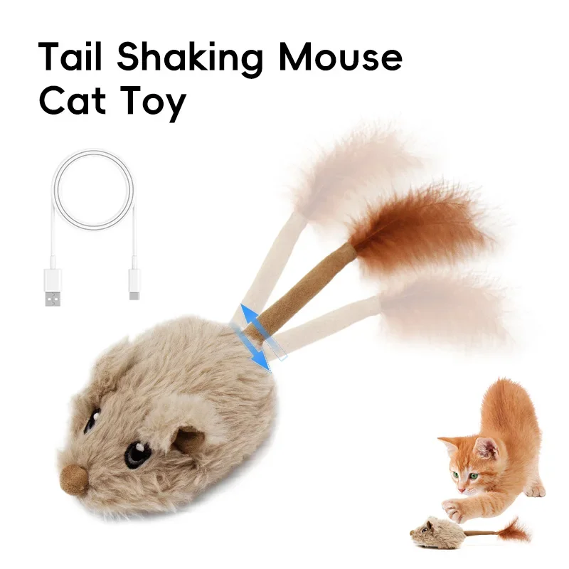 Rechargeable Motion Mouse Cat Toy for Kitten Mouse Sound Moving Mouse Cat Toys Interactive Cat Toy Sound Mouse Cat toy 1