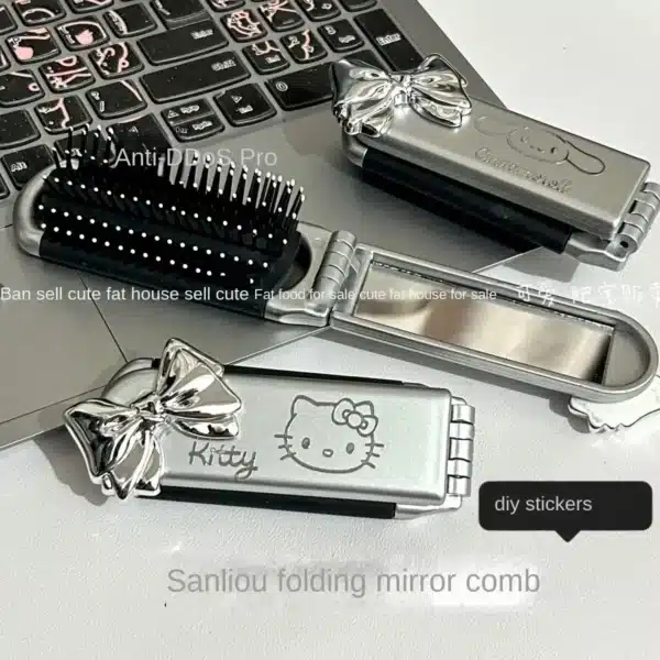 Sanrio Hello Kitty Comb Kuromi mymelody Pochacco Action Anime Figures Portable Fold Airbag Comb Girl Travel Shopping Articles 2
