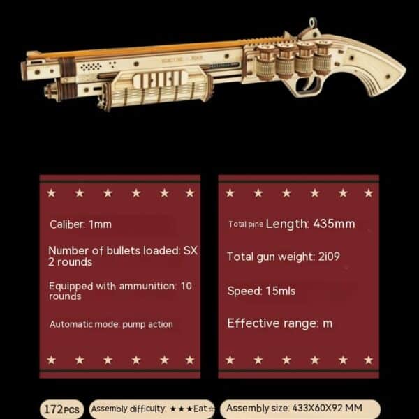 Submachine Gun Toy Simulation Wooden Assembled 3d 3d Puzzle Model Children's Toy - Image 6
