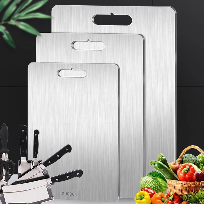 316 Stainless Steel Panel and Chopping Board Kitchen Household Thickened Double Sided Cutting Board Block Kneading Dough Board 1