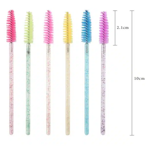 50Pcs Disposable Micro Glitter Eyelash Mascara Wands Mini Crystal Eye Lashes Brush Comb Eyebrow Spoolies Makeup Beauty Tools 6
