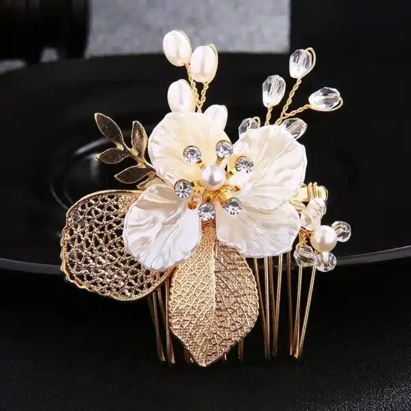 Crystal Pearl Bride Hair Comb Headwear Rhinestone Pearl Bridal Hair Clip Headbands Accessories Jewelry 4