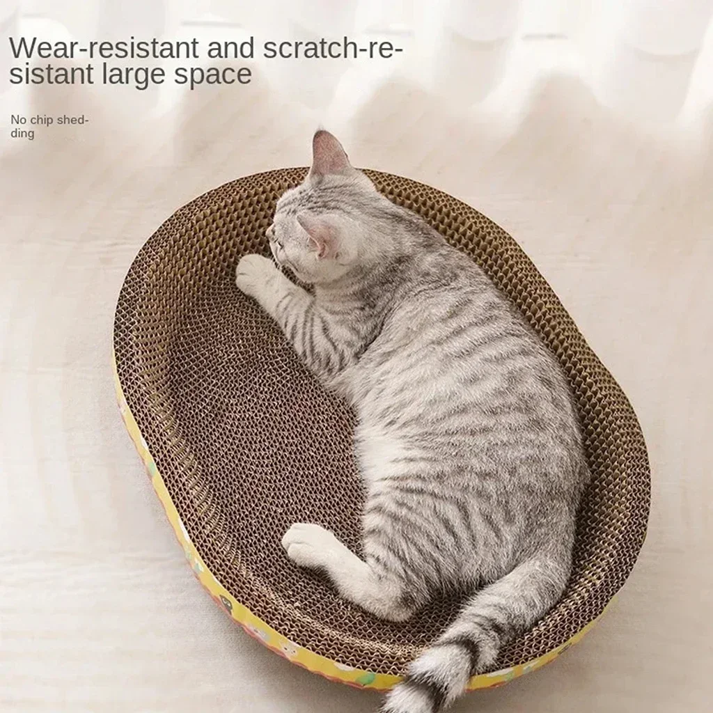 Cat Scratching Board Protect Furniture Grinding Claw Toys Oval Corrugated Paper Wear-resistant Cat Nest Cat Accessories 1