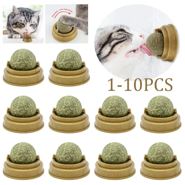 1-10PC Pet Catnip Toys Edible Catnip Ball Safety Healthy Cat Mint Cats Chasing Game Toy Products Clean Teeth The Stomach Catmint 1