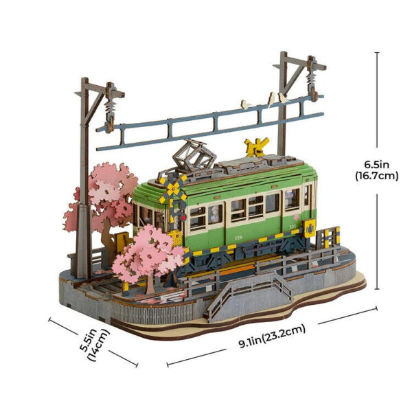 Rolife  Sakura Journey Tram Car 3D Wooden Puzzle Model Toys Teens Gift - Image 5