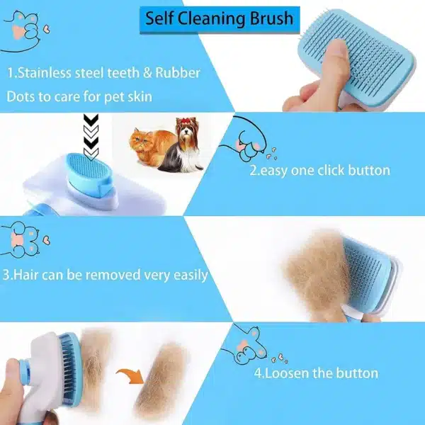 Dog Hair Remover Brush Cat Dog Hair Grooming And Care Comb For Long Hair Dog Pet Removes Hairs Cleaning Bath Brush Dog Supplies 3