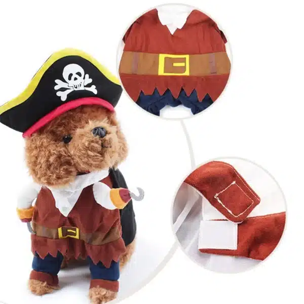 Halloween Pet Dog Clothes Cat Costume Funny Pirate Suit For Small Dogs Transformation Cosplay Apparel Puppy Standing Dress Up 3