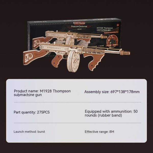 Submachine Gun Toy Simulation Wooden Assembled 3d 3d Puzzle Model Children's Toy - Image 4