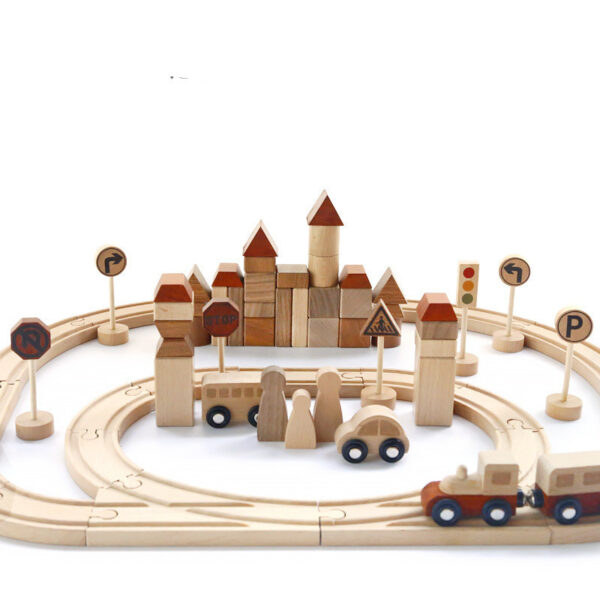 Wooden Creative Forest Track Children Puzzle To Build Urban Rail Transit Wooden Toys