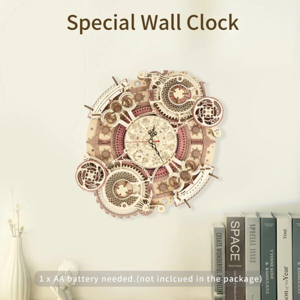 Robotime ROKR Zodiac Wall Clock 3D Wooden Puzzle Model Assembly Toys Gifts for Children Kids Teens LC601 Support Dropshipping - Image 3