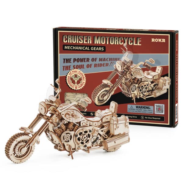 Robotime Rokr Cruiser Motorcycle DIY Wooden Model LK504 - Image 5
