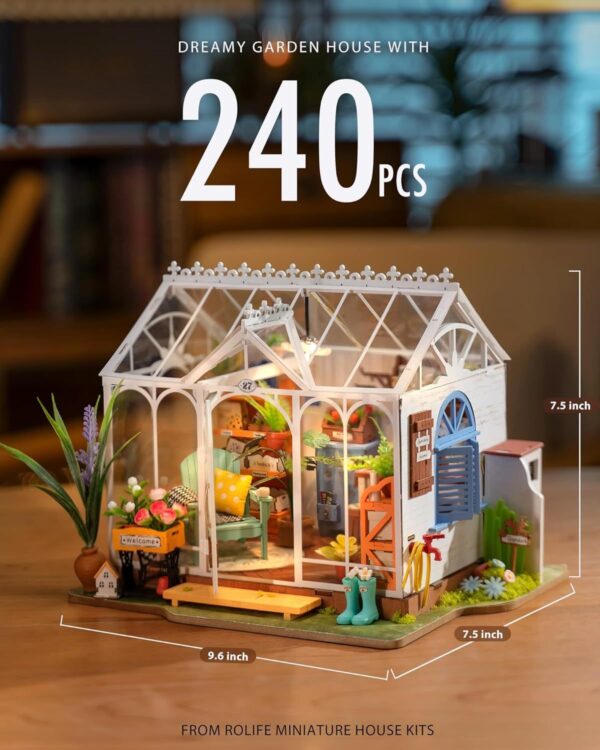 ROBOTIME Rolife Mengyu Flower Minature House DIY Building Toys With LED Light For Gifts DG163 - Image 3