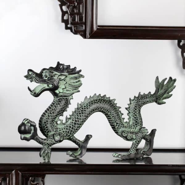 Antique Bronze Dragon Catch Beads Classical Artwork Qinglong Copper Dragon