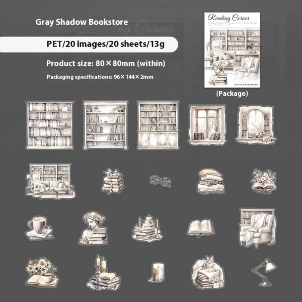 Beautiful Day Book Landscaping PET Stickers Reading Small Corner Series 6 Types Choose 20 Pieces - Image 8