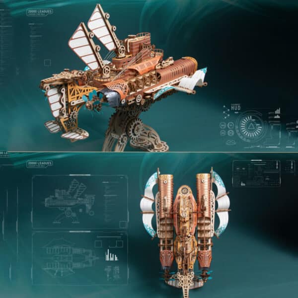 3D Wooden Puzzle Fantasy Spaceship Twenty Thousand Leagues Under The Sea Model Pressure Reduction Toy - Image 6