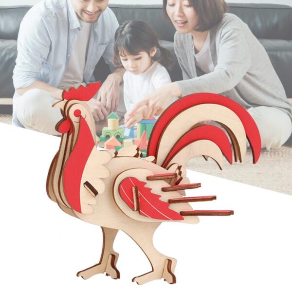 Rex Wooden 3D Puzzle Model Laser DIY Children's Puzzle Simulation Dinosaur Toys - Image 2