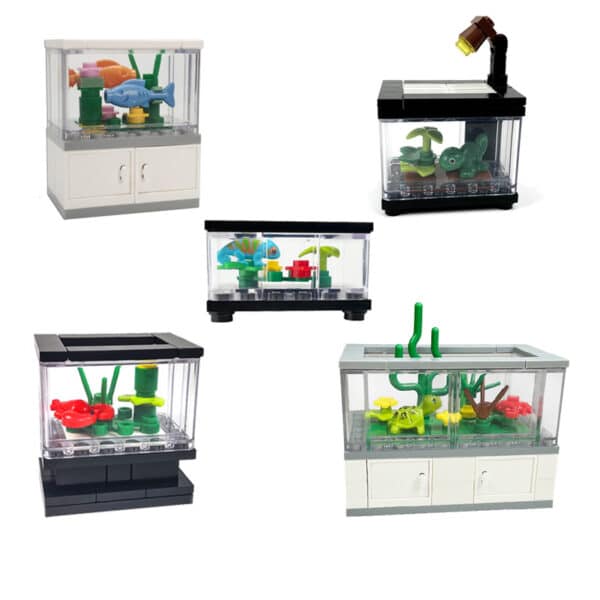 Small Particle Building Blocks Creative Small Scene Fish Tank Pet Box Small Living Room Home Interior Decoration Toy Ornaments