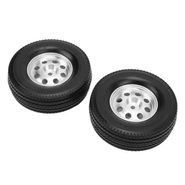 2PCS CNC Metal Wheel Rims Hubs and Rubber Tires Kit for Tamiya Tractor Truck 1/14 RC Car - Image 5