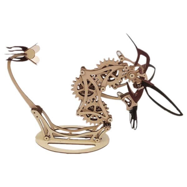 Independent Station Wooden Mechanical Hummingbird Model DIY