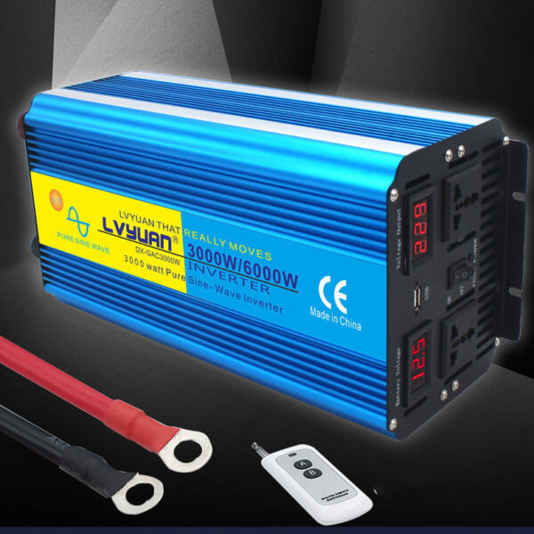 3000W6000W Dual Digital Display Car 12V24V To 220V With Remote Control High Power Pure Sine Wave Inverter - Image 2