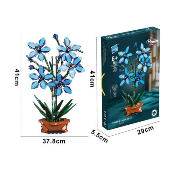 Children Educational Assembly Building Blocks Flower Small Particles Blue Silk Handmade DIY Decoration Ornaments Bonsai - Image 4