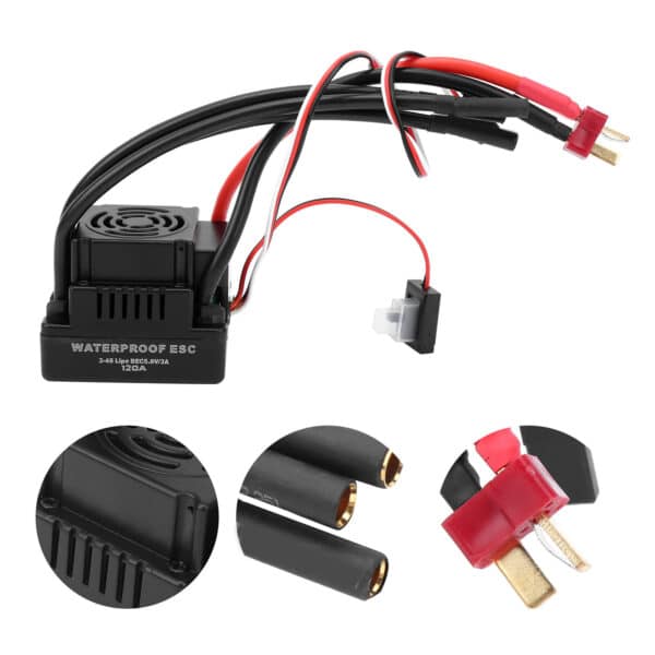 120A Waterproof Brushless ESC Electronic Speed Controller Accessory Fit for 1/8 RC CarT Plug - Image 9