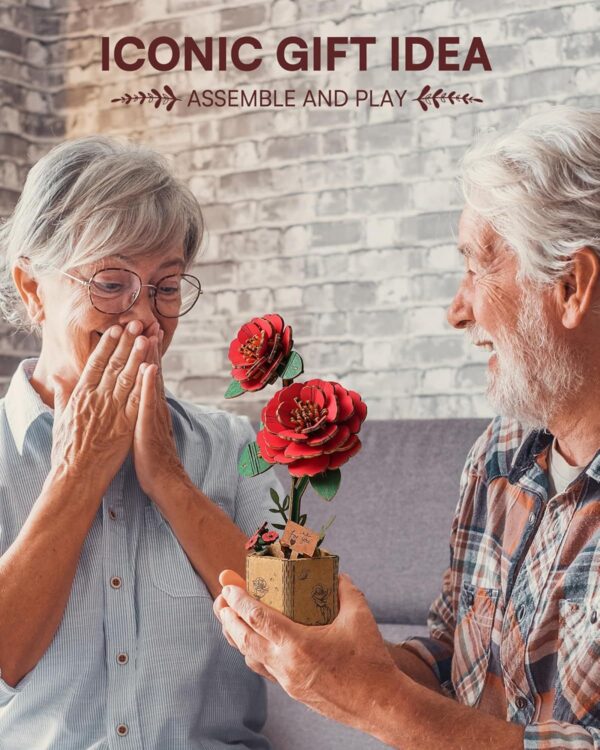 ROBOTIME 3D Puzzle Flowers Wooden Model Kits For Adults To Build, Artificial Flowers For Decoration, Home Decor Accessories Living Room, Gifts For Women On Valentine's Day, Flower Bouquet TW031 - Image 6