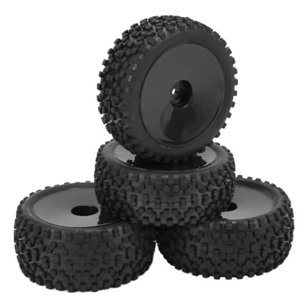 4pcs RC Front Rear Tires and Wheels with 12mm Hex for 1/10 RC Off Road Car Upgrade PartsBlack - Image 5