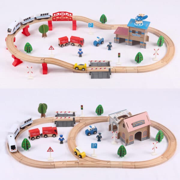 88 Pieces Of Bullet Train Children's Wooden Track Building Blocks Puzzle Match - Image 4