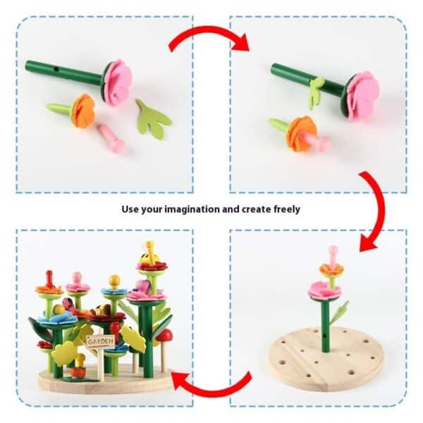 Wooden Children's Inserting Garden Assembled Building Block Toys - Image 3