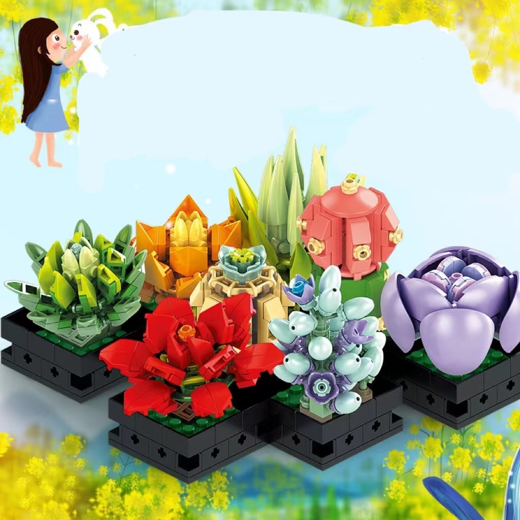 Children's Assembly Toy Meaty Building Blocks Flower Small Particles