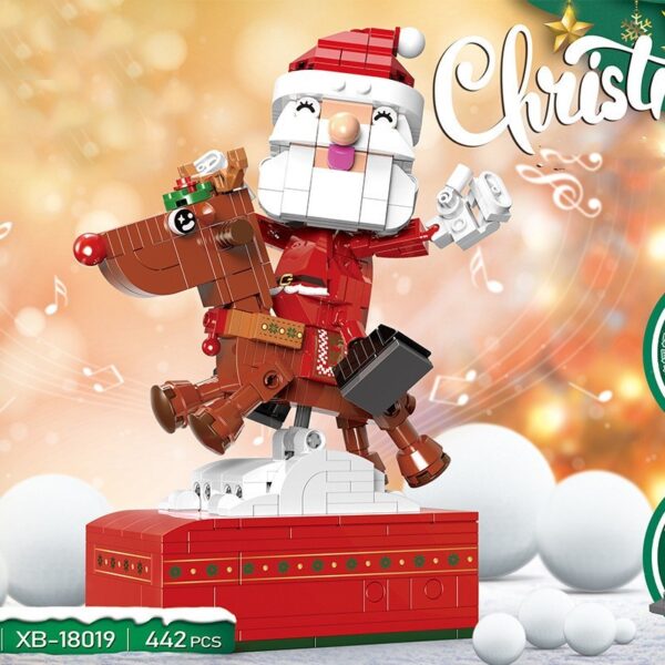 Santa Claus Gingerbread House Building Block Music Box - Image 2