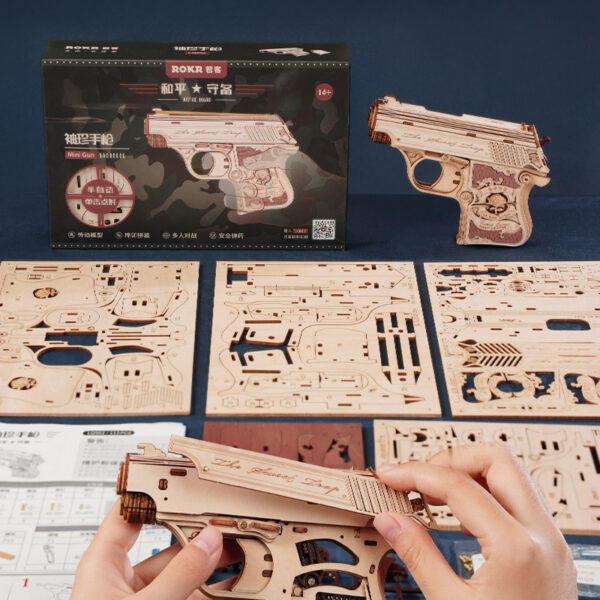 ROBOTIME 3D Puzzle Wooden Hideout Gun Mechanical Construciton Model Craft Kits - Image 9