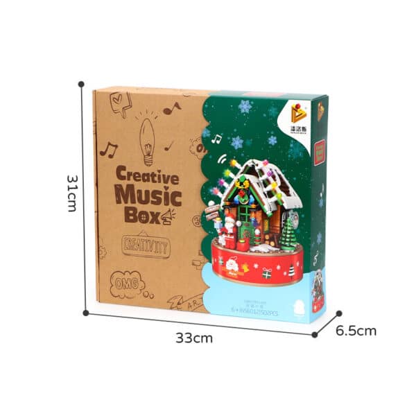 Music Box Kids Building Blocks Christmas Tree Ornaments Rotating LED Shining Music Box DIY City Bricks For Children Gift - Image 5