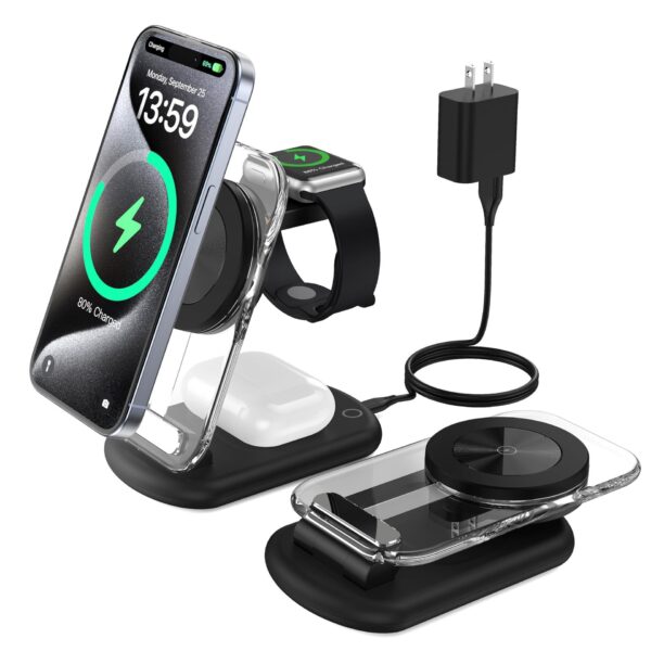 Transparent Folding Magnetic Three-in-one Wireless Charger - Image 2