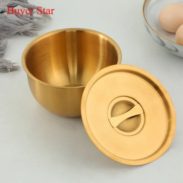 450ml Gold Stainless Steel Mixing Bowl With Lid for Kitchen Egg Salad Food Mixer Bowls Metal Food Storage Stirring Bowl Tablewar - Image 5
