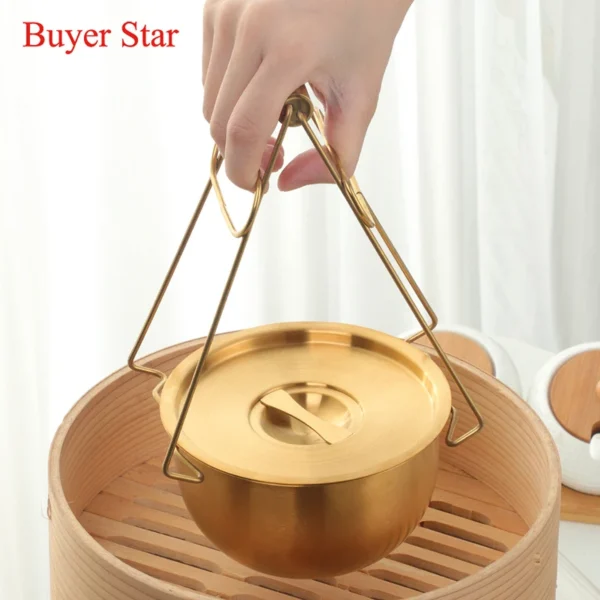 450ml Gold Stainless Steel Mixing Bowl With Lid for Kitchen Egg Salad Food Mixer Bowls Metal Food Storage Stirring Bowl Tablewar - Image 3