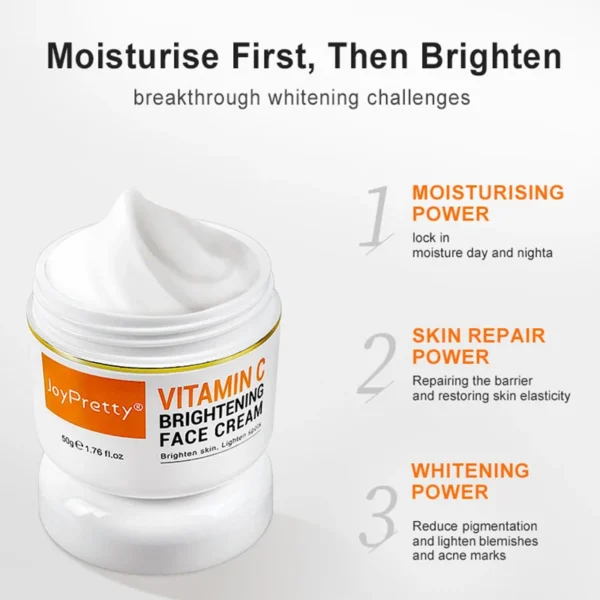 JoyPretty Vitamin C Skin Care Set Face Whitening Dark Spots Cream Serum Gentle Cleaning Deep Moisturizing Pore Shrinkle Skincare - Image 3